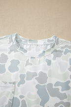 Multicolour Camouflage Print Casual Tee Drawstring Short Set