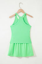 Sachet Pink Slim Tank Top Elastic Waist Mini Skort 2pcs Outfit